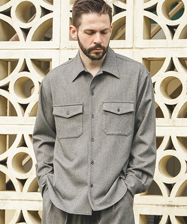 【MROLIVE(ミスターオリーブ)】PEACHSKIN STRETCH GABARDINE -CPO SHIRT シャツ(M253118) | MR.OLIVE | 01