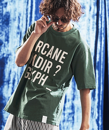 ANGENEHM（アンゲネーム） 【】Vintage Pigment Logo Printed T-shirt