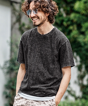 【CAMBIO(カンビオ)】Pigment dye Distressed Short Sleeve Cut sew Tシャツ(S601126cmb) | CAMBIO | 01