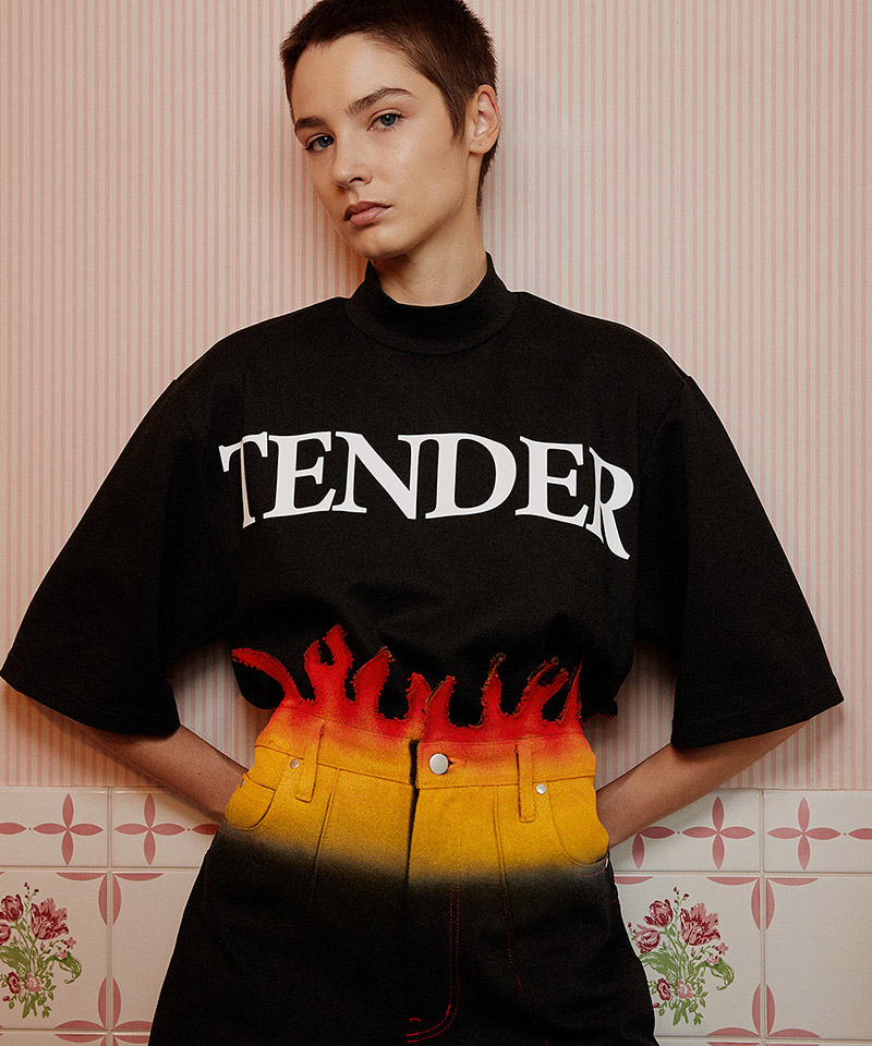 TENDER PERSON(テンダーパーソン)】TENDERLOGO MOCK NECK TEE Tシャツ