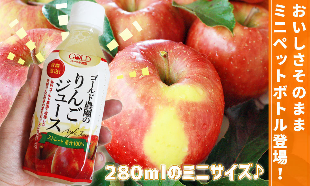 送料無料 青森 ストレート リンゴジュース 100%【林檎園GOLD 280ml×24本】 ペットボトル 青森産葉とらずりんご使用 [※SP]  :AA0160151-114SP:かめあし商店オンラインショップ - 通販 - Yahoo!ショッピング