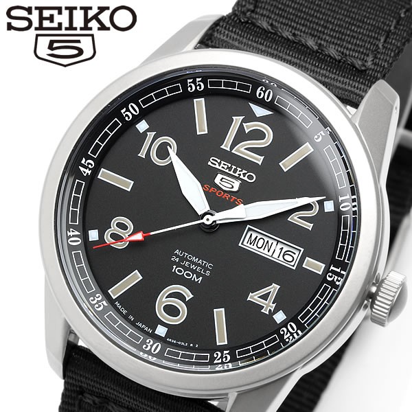 SEIKO5 SPORTS セイコー5 スポーツ 自動巻き 腕時計 メンズ 日本製 オートマティック 100M防水 ナイロン メイドイン