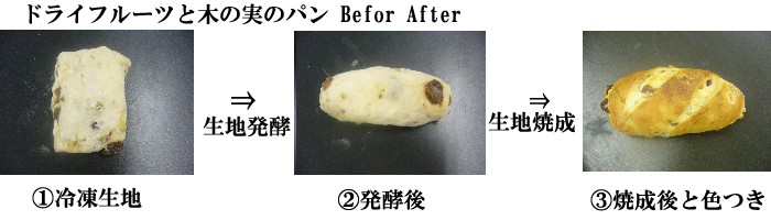 ドライフルーツと木の実のパン Before After