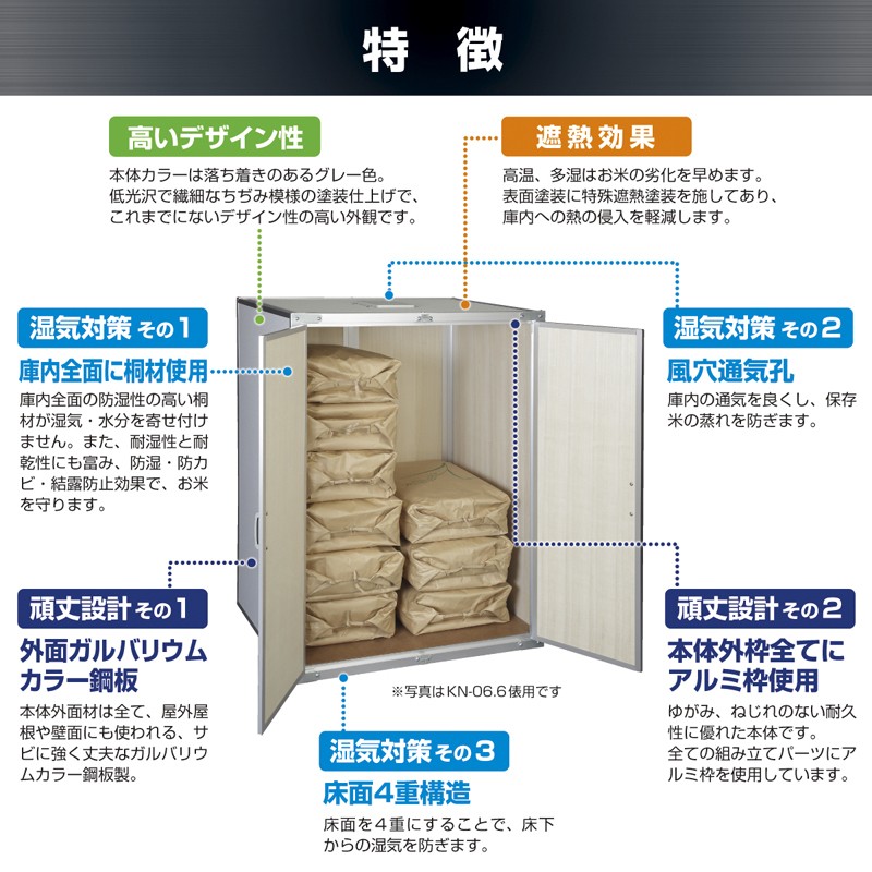 総桐米保管庫（米収納庫）KN-03 3俵用（30kg袋×6）風穴通気孔付 日本製