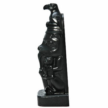 トーテムポール TOTEM POLE 置物 レプリカ黒 BOMA社製 ( EAGLE BEAR ) 17cm