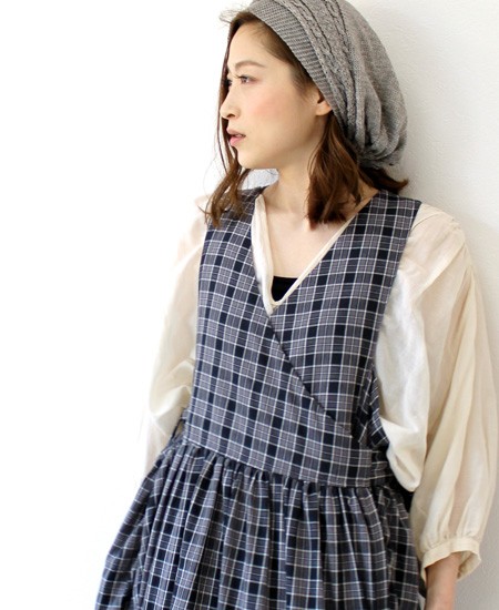 LEMONカシュクールエプロンドレス カシュクール チェック