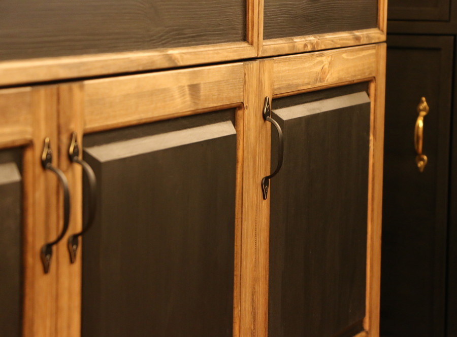 カントリー キッチン  Ｗ1500 I型 オーダー家具 サイズ変更可能 北欧 無垢 木製 パイン材 収納 天板 セラミックトップ クォーツストーン  ミニ キッチン - 18