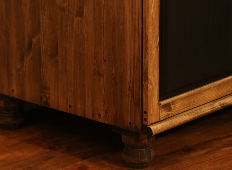 カントリー キッチン  Ｗ1500 I型 オーダー家具 サイズ変更可能 北欧 無垢 木製 パイン材 収納 天板 セラミックトップ クォーツストーン  ミニ キッチン - 2