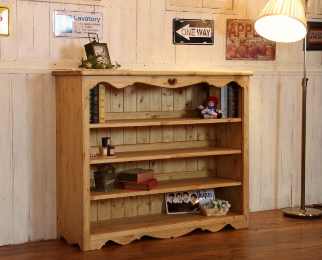 本棚 ブックシェルフ カントリー家具 薄型 完成品 大容量 北欧 無垢