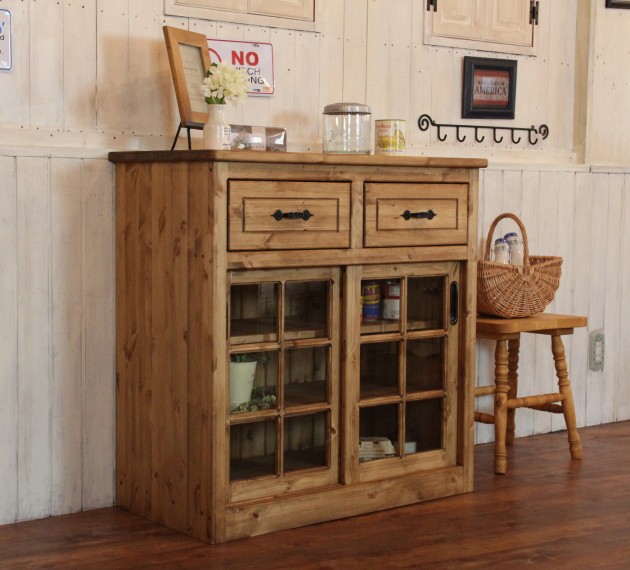 カントリー家具　ローテーブル　キャビネット　引き出し　オープン収納 img63393122.jpg
