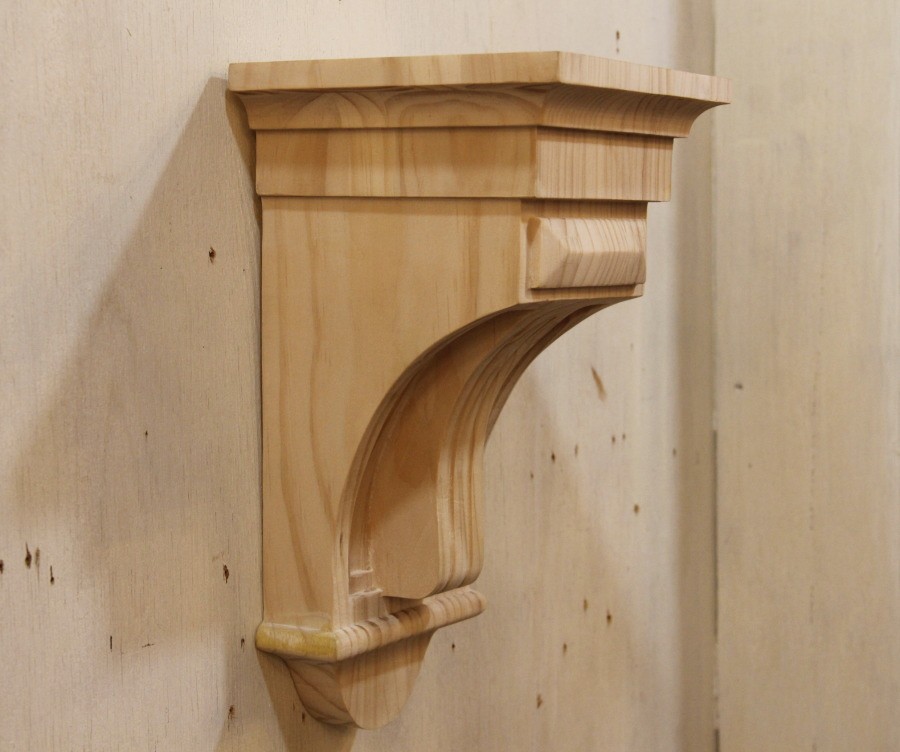 木製彫刻装飾シェルフ 大きめ ウッドシェルフ 棚受け 装飾 W160×H305 mm 】家具装飾 木材 材料 大工