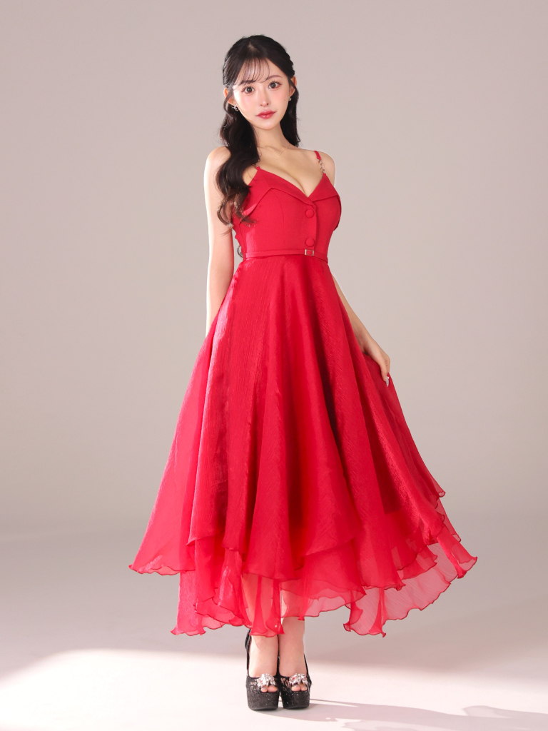 ディアバイローブドフルールフレアロングDE3732ROBE de FLEURS DEA. by ROBE de FLEURS/ディアバイローブドフルール