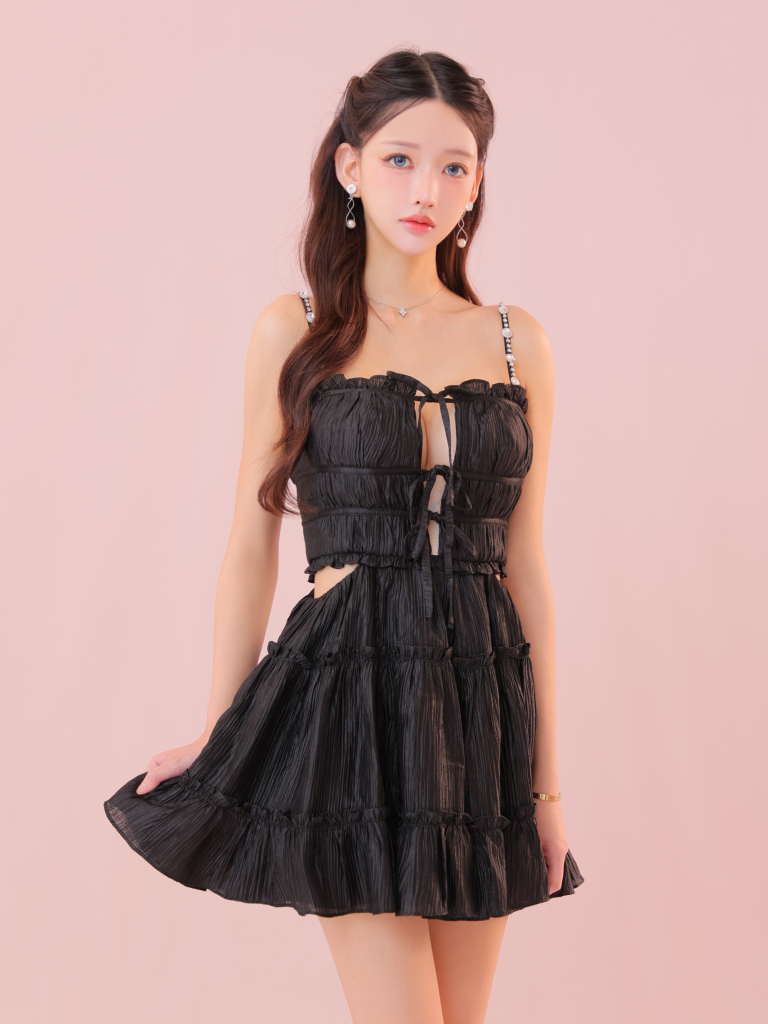 ローブドフルール　ドレス ROBE de FLEURS/ローブドフルール】立体フラワー/ パール