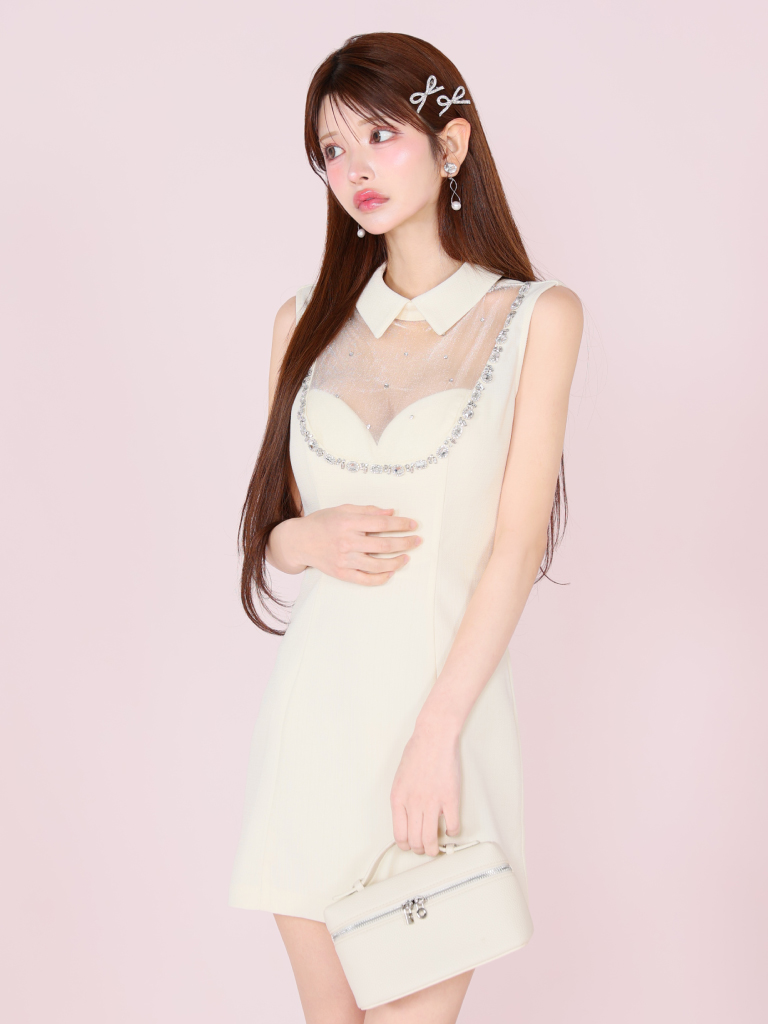 ROBE de FLEURS / ローブドフルール】デコルテチュール/ ビジュー