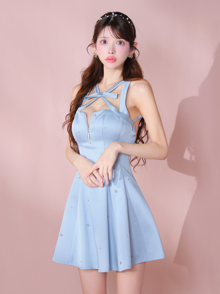 ROBE de FLEURS / ローブドフルール】サテン/ ビジュー/ アメスリ