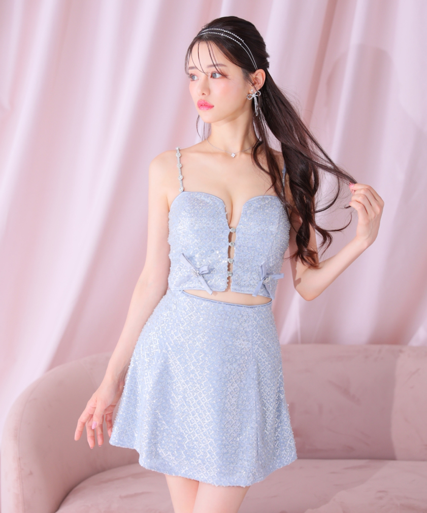 予約】【ROBE de FLEURS / ローブドフルール】スパンコール/ リボン 