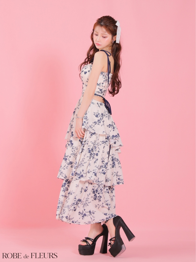 ROBE de FLEURS / ローブドフルール】花柄/ ジッパー/ キャミ/ リボン