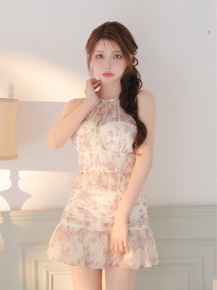 ROBE de FLEURS / ローブドフルール】花柄/ シフォン/ ホルター 