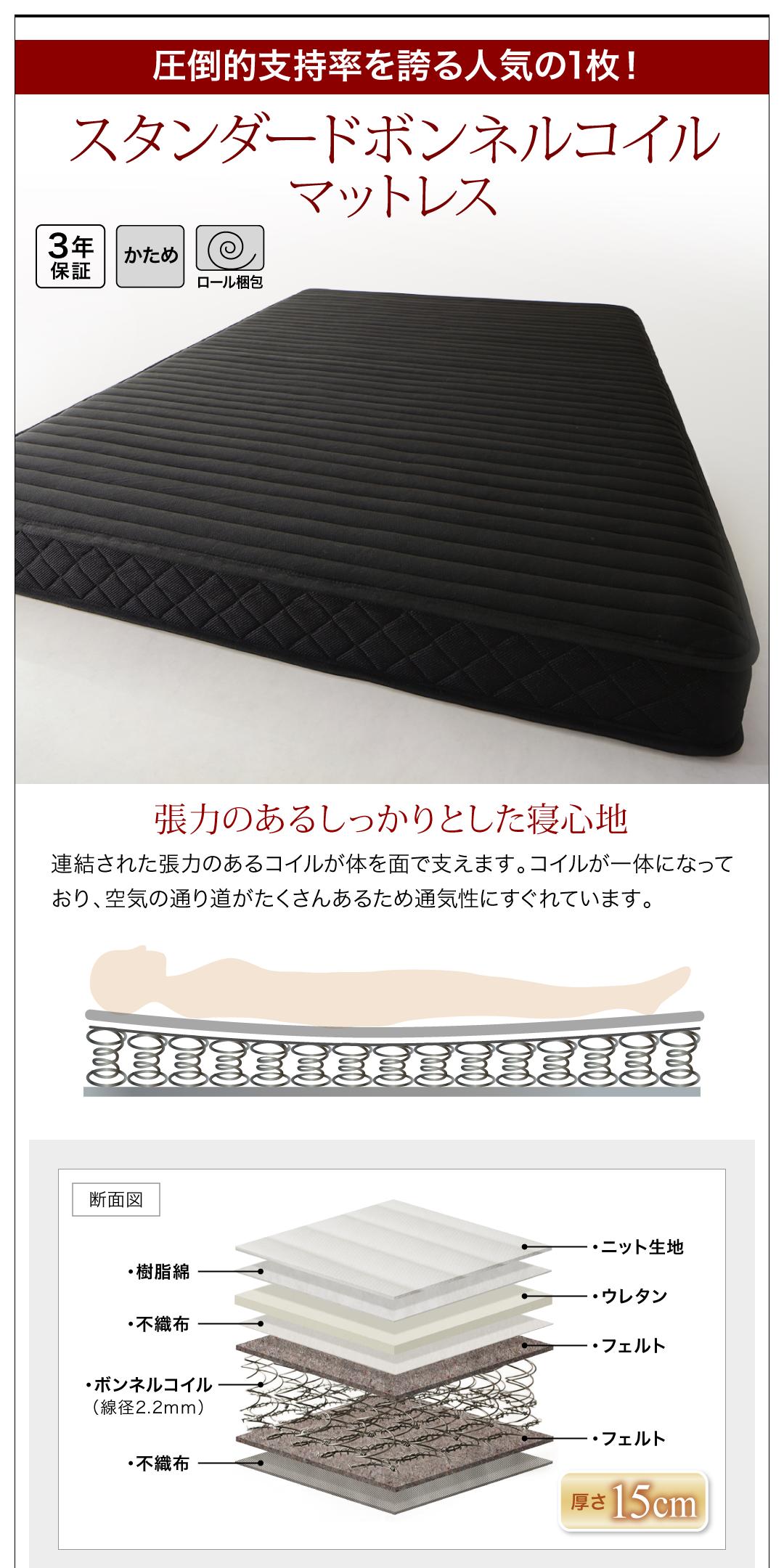 【正規品】 ベッド ベット ダブル クイーン D Q ベッドフレーム マットレス付 背もたれ ヘッドレスト マルチラススーパースプリングマットレス付き クイーン 組立設置付 【BCD3703746798】(135373円)