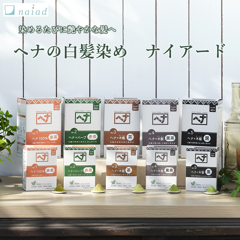 naiad（ナイアード） ヘナ＋木藍 黒茶/茶 400g (メール便送料無料