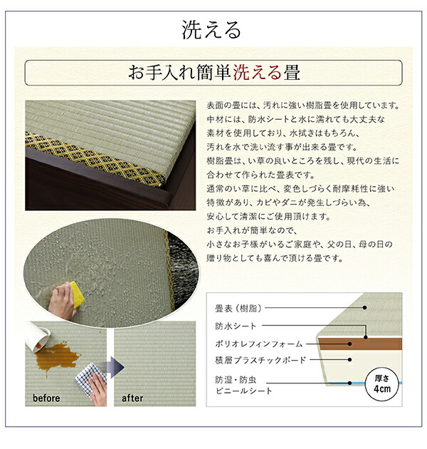 畳ベッド 畳 ベッド たたみベッド ベッド下収納 布団収納 国産 日本製 大容量 収納ベッド クッション畳 ダブル 42cm