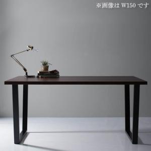 天然木天板 スチール脚 モダンデザインテーブル ブラウン V字脚 W120 組立設置付