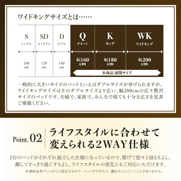 お客様組立 棚・コンセント付国産大型サイズ跳ね上げ収納ベッド 薄型プレミアムポケットコイルマットレス付き 縦開き クイーン(SS×2)_4