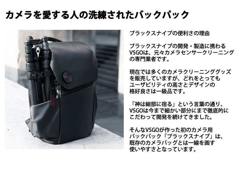 VSGO カメラバッグ Black Snipe ブラックスナイプ V-BP01 20L (全国