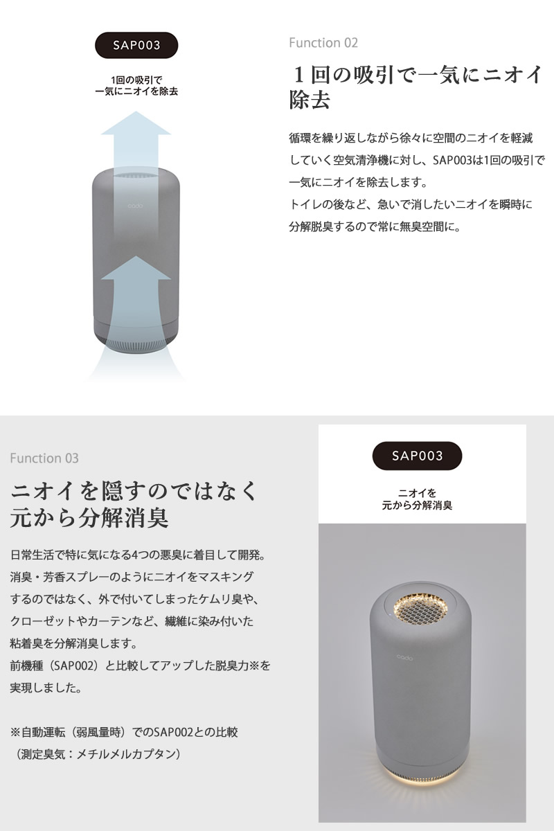 cado（カドー） 除菌脱臭機 SAP-003 (送料無料) 脱臭機 オゾン 消臭