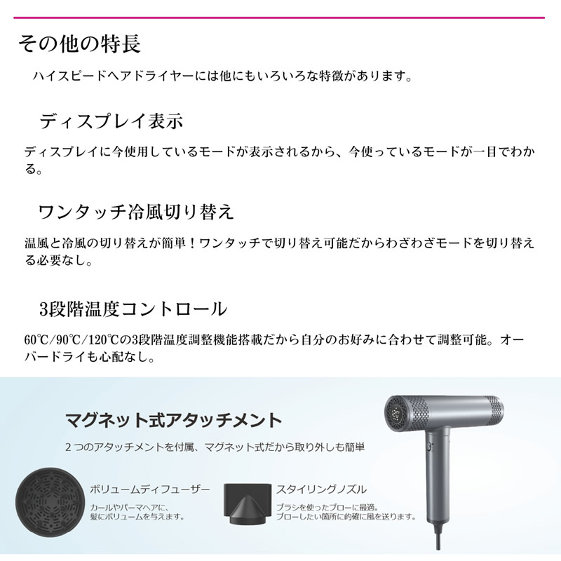 ハイスピードヘアドライヤー 大風量 軽量 ドライヤー 速乾 時短 ハイパワー ハイスピードヘアドライヤー 大風量 軽量 ドライヤー 速乾 時短