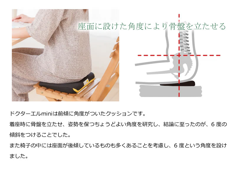 ドクターエル mini (送料無料) 腰痛対策 クッション 日本製 腰