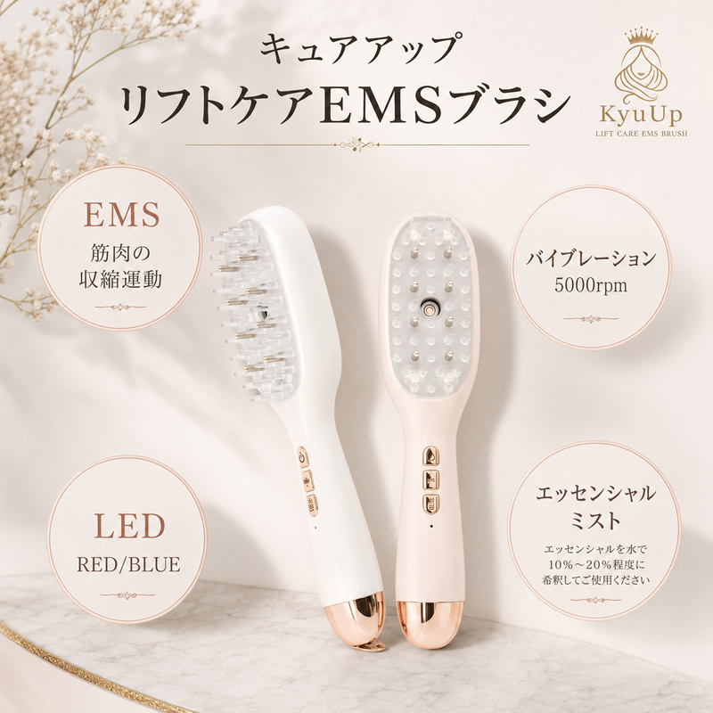 KyuUp ミストリフトブラシ ミスト＋EMS (送料無料) 美顔器 EMSブラシ