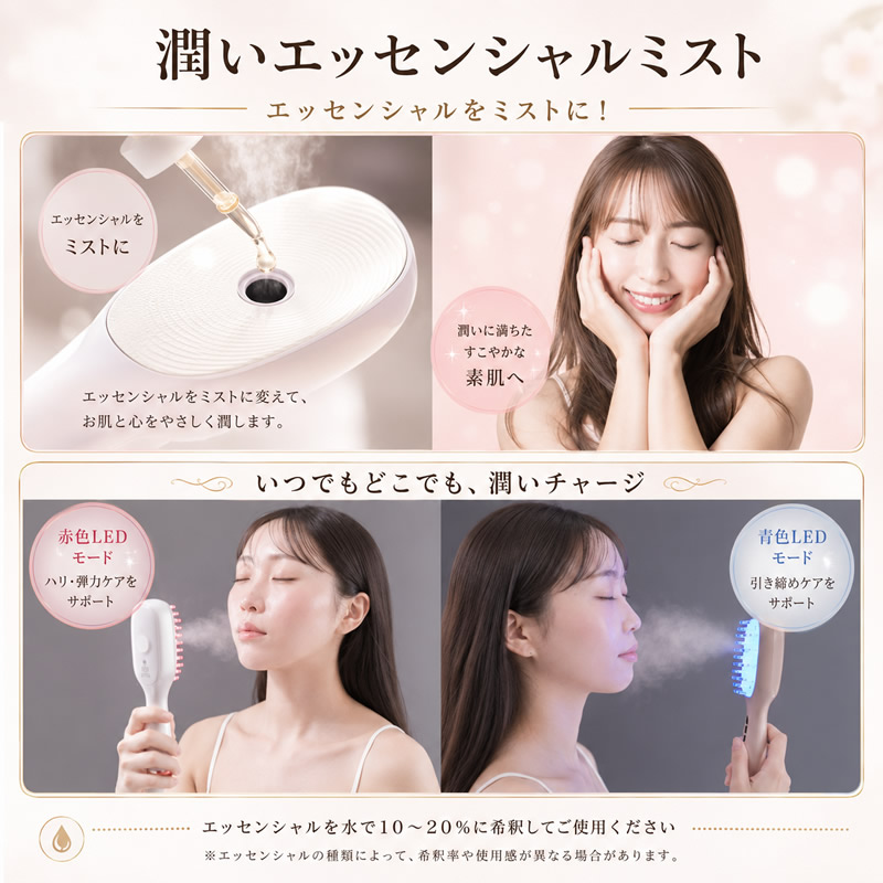 KyuUp ミストリフトブラシ ミスト＋EMS (送料無料) 美顔器 EMSブラシ