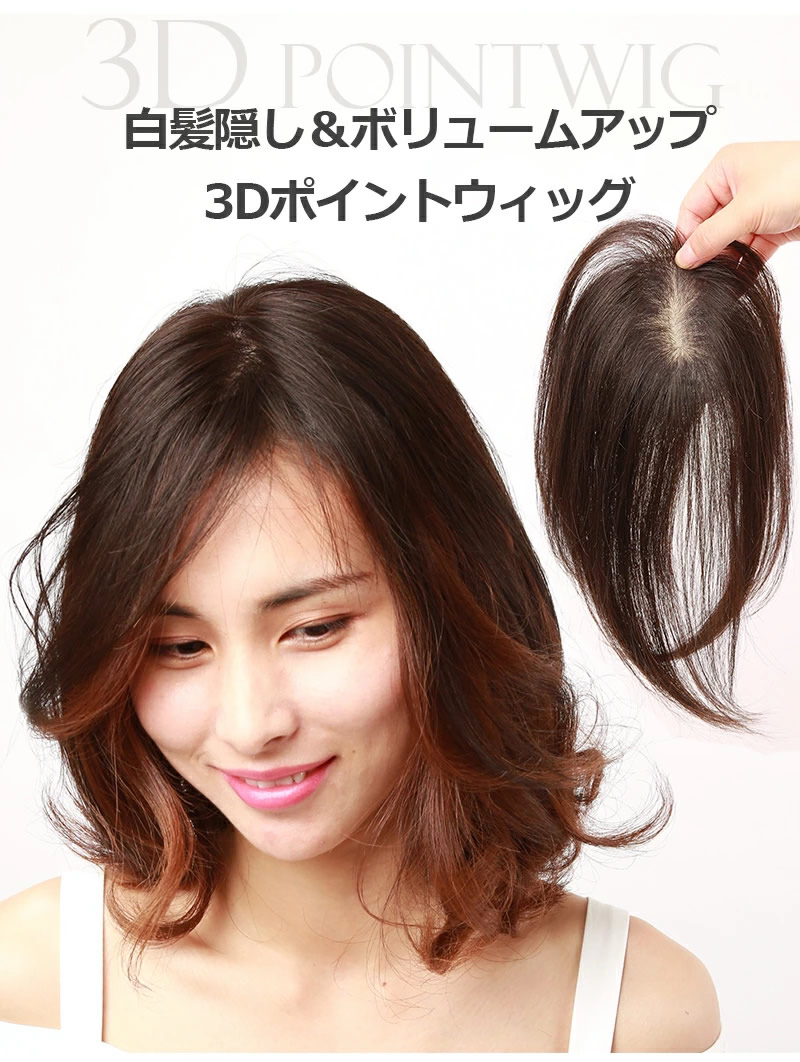 私元気 人毛 3Dポイントウィッグ 25cm BAZF710-25 (送料無料) 部分 