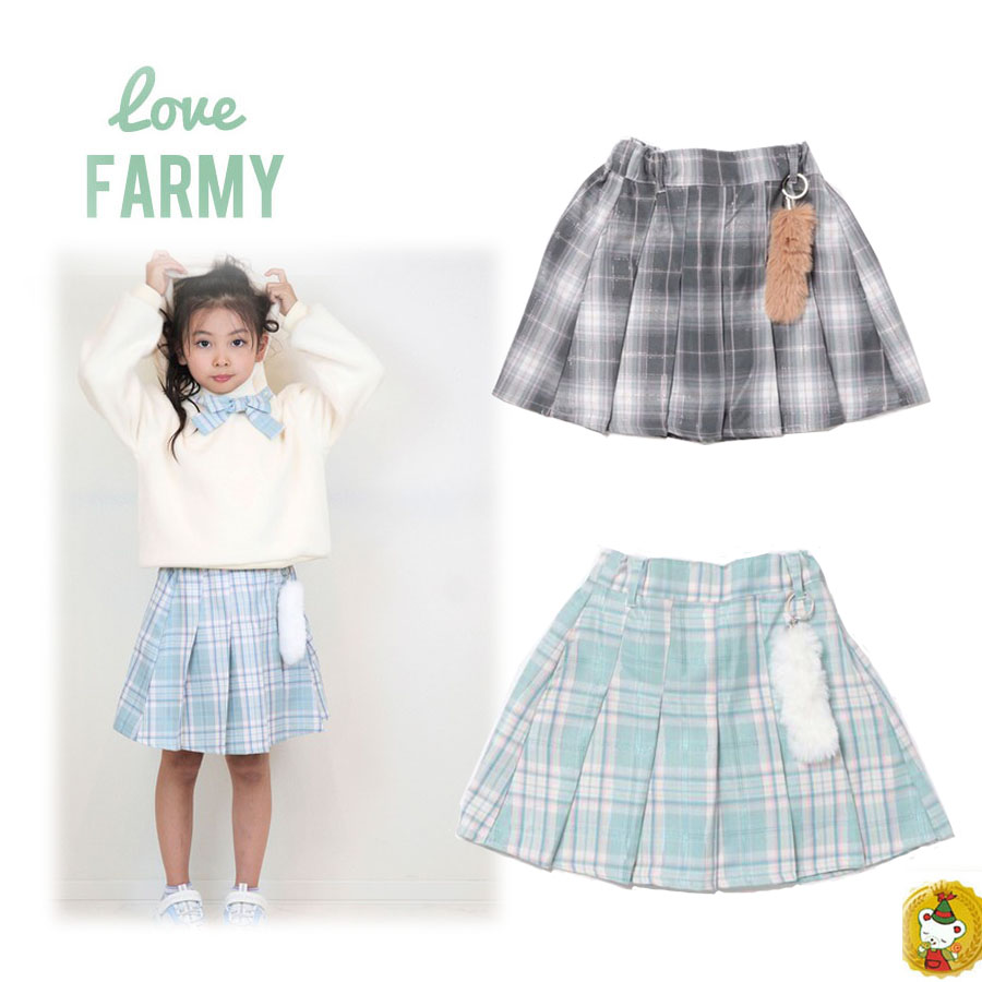ラブファーミー・チャーム付きプリーツスカート 裏地インナーパンツ付き（150cm)（love FARMY・シシュノン）ジュニアサイズ・ジュニアファッション・GIRLS | 