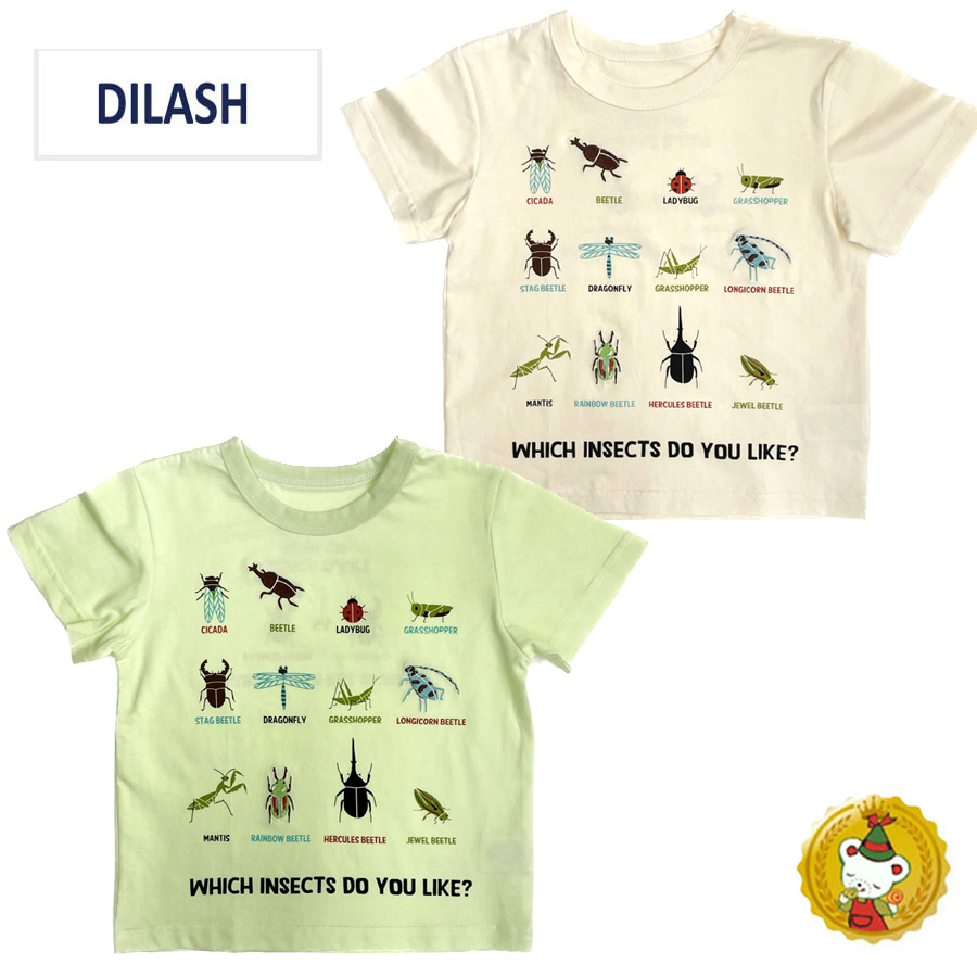 30%OFFセール・ディラッシュ DILASH 昆虫 図鑑 半袖Tシャツ (80cm