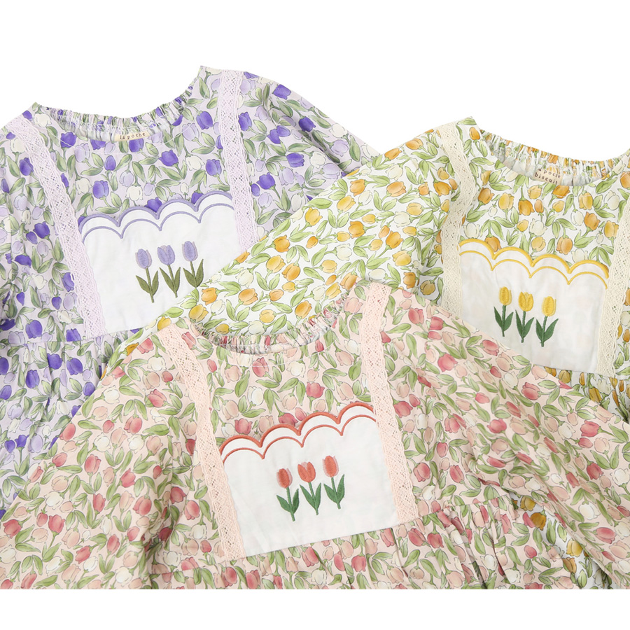 ラポシェビスキュイ・チューリップ柄ワンピース(80cm-140cm）キッズファッション・ナチュラル・子供服（La Poche biscuit） |  | 06