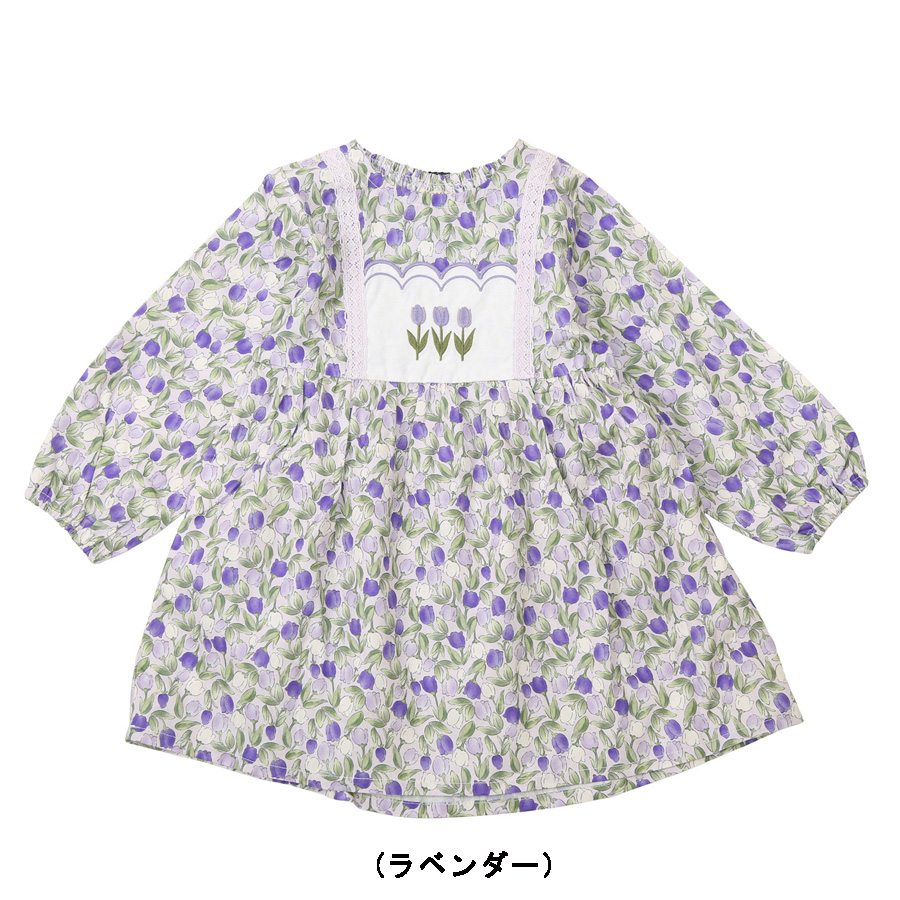 ラポシェビスキュイ・チューリップ柄ワンピース(80cm-140cm）キッズファッション・ナチュラル・子供服（La Poche biscuit） |  | 01