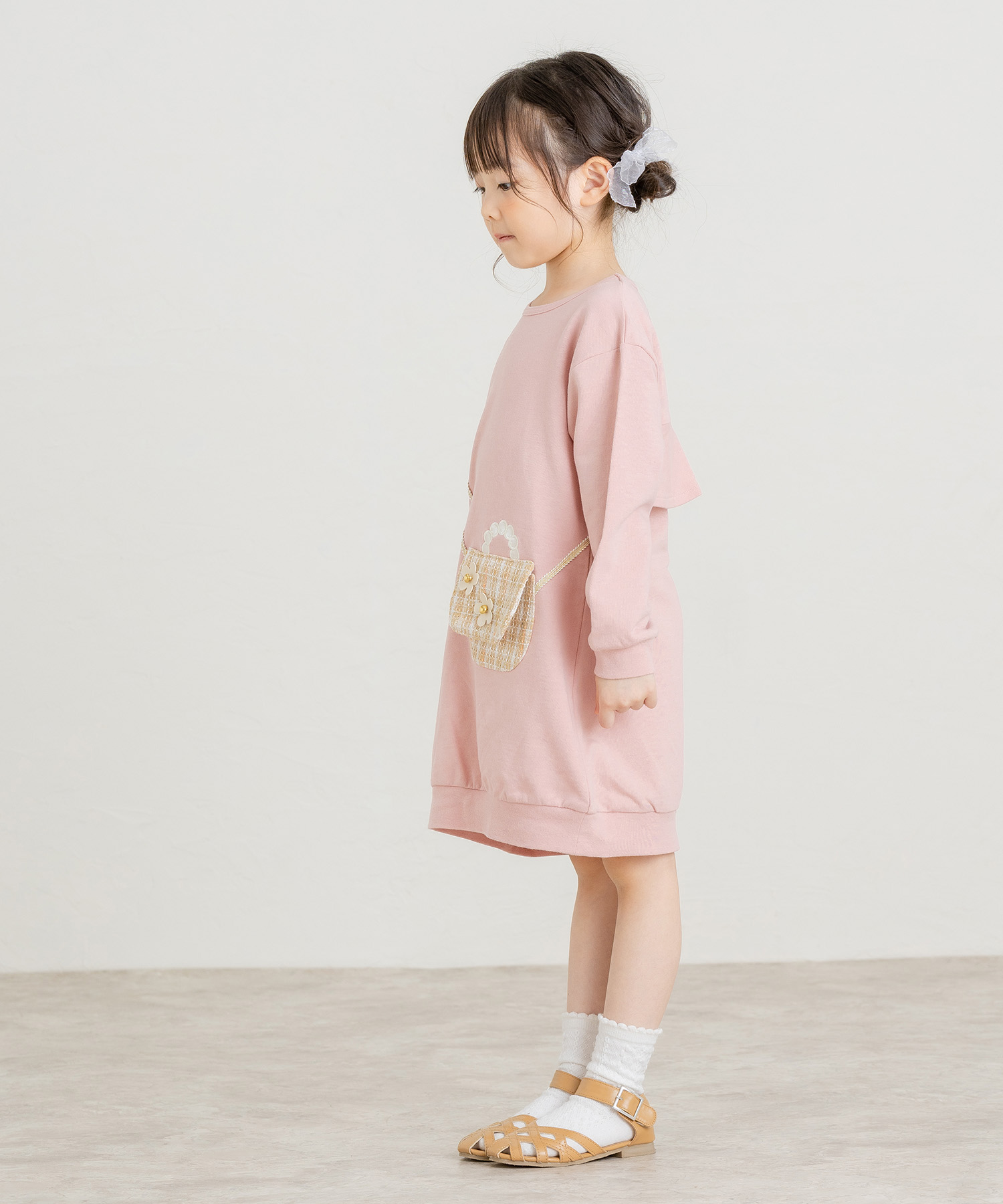 ラポシェビスキュイ・ポシェット裏毛ワンピース(110cm-130cm）キッズ
