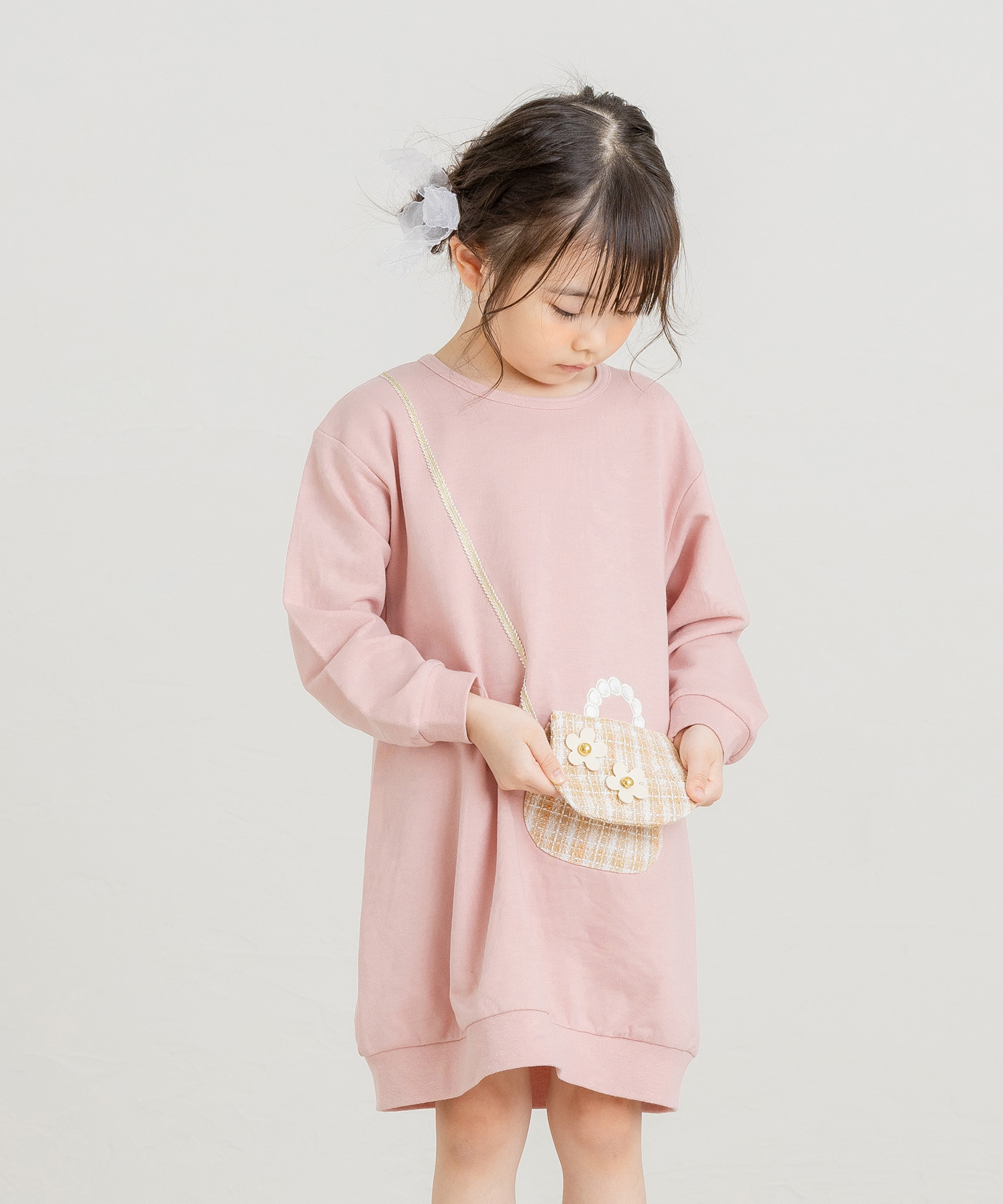 30％OFFセール・ラポシェビスキュイ・ポシェット裏毛ワンピース(110cm