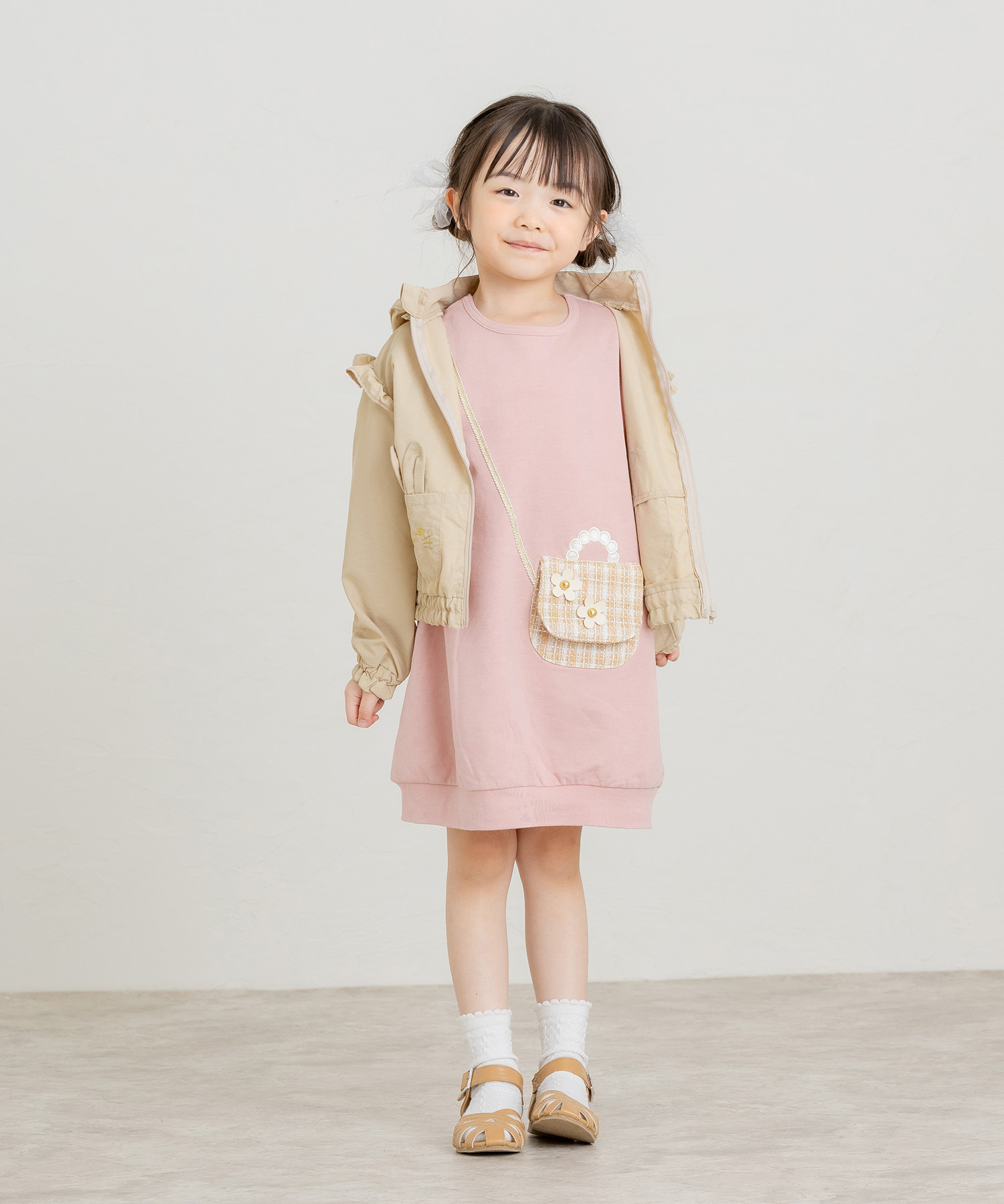 ラポシェビスキュイ・ポシェット裏毛ワンピース(110cm-130cm）キッズ