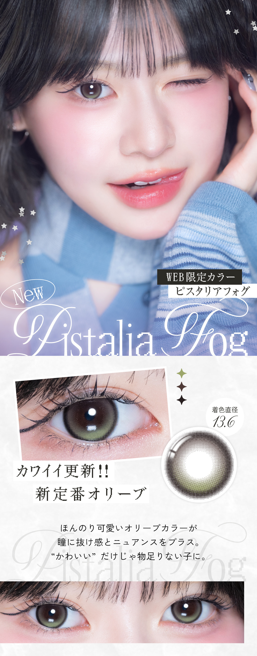 ピスタリアフォグ 着色直径 13.6mm カワイイ更新！！新定番オリーブ