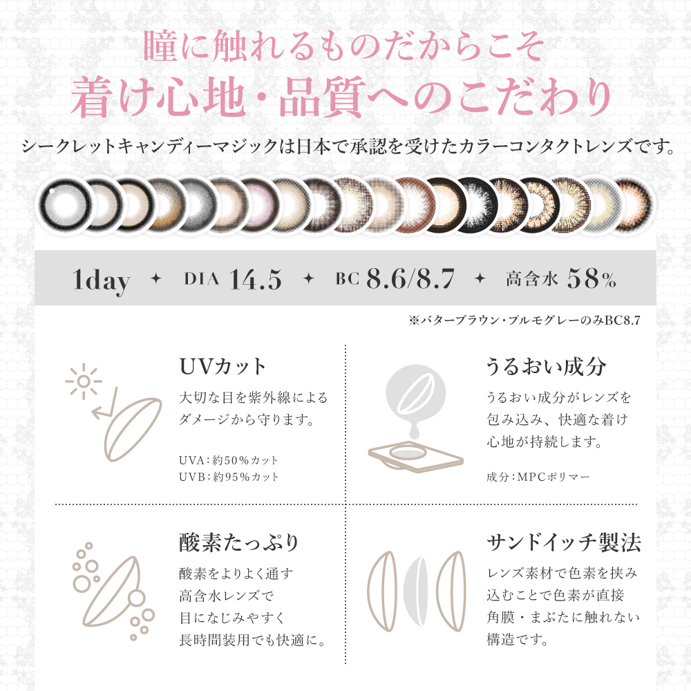 公式 カラコン ワンデー 20枚入 水光 太フチ シークレット キャンディーマジック secret candymagic 1day 度付き 度あり フチあり 3番 水光カラコン 水光レンズ | シークレット キャンディーマジック | 19
