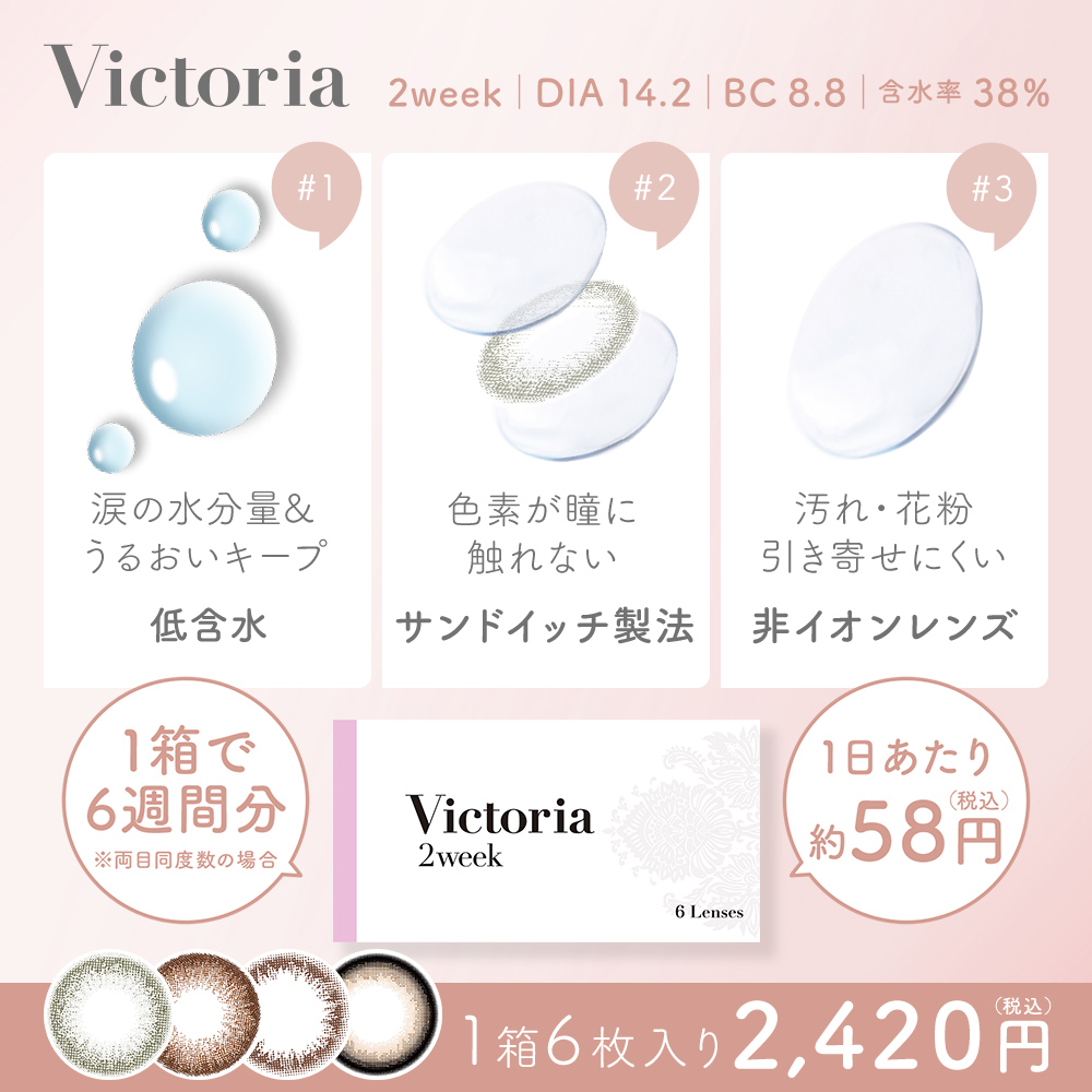カラコン 2week Victoria 度あり 度なし 6枚入り ヴィクトリア 2週間 上西星来 ナチュラル 裸眼 かわいい カラーコンタクト 黒 | ヴィクトリア（コンタクト） | 11