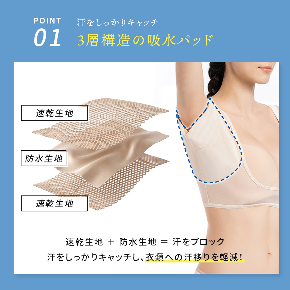  汗取りインナー レディース 背中 2枚セット 脇汗 インナー 脇汗