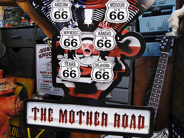 ルート66　＆　星条旗　Vツインエンジン　U.S.ヘヴィースチールサイン　（マザーロード） ■ アメリカン雑貨 アメリカ雑貨 |  | 02