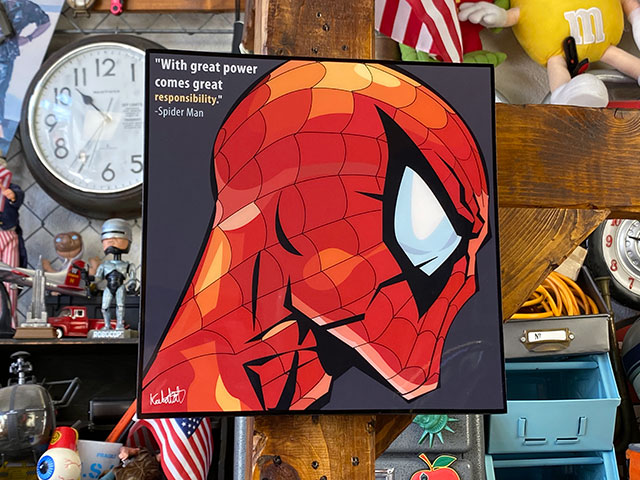 スパイダーマン　ポップアートフレーム　（WITH GREAT POWER/横顔）　■ アメリカン雑貨 アメリカ雑貨 | 