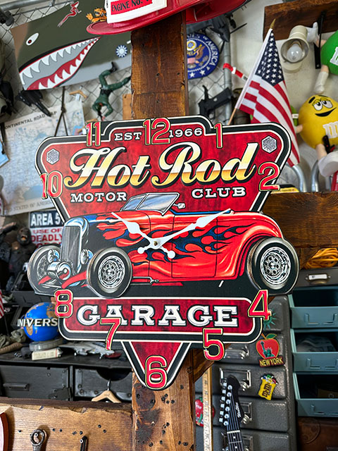 ホットロッドモータークラブ　ウォールクロック ■ アメリカン雑貨 アメリカ雑貨 壁掛け時計 | 