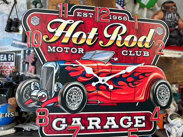 ホットロッドモータークラブ　ウォールクロック ■ アメリカン雑貨 アメリカ雑貨 壁掛け時計 |  | 01