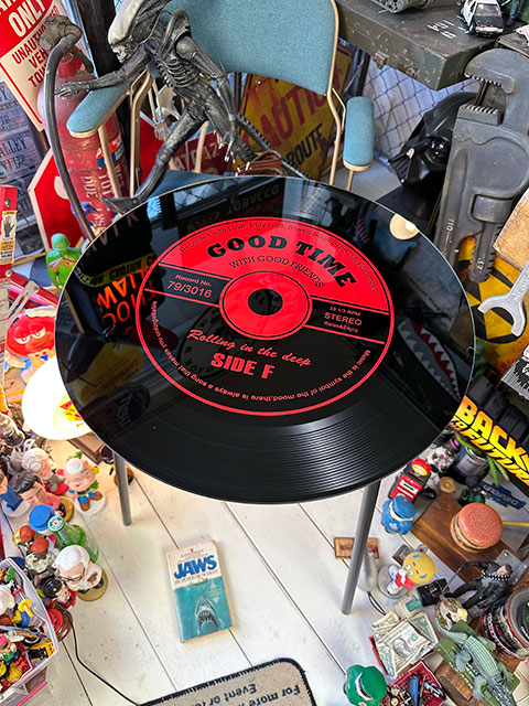 LPレコード　ガラステーブル　（レッド）　■　アメリカン雑貨　アメリカ雑貨 | 